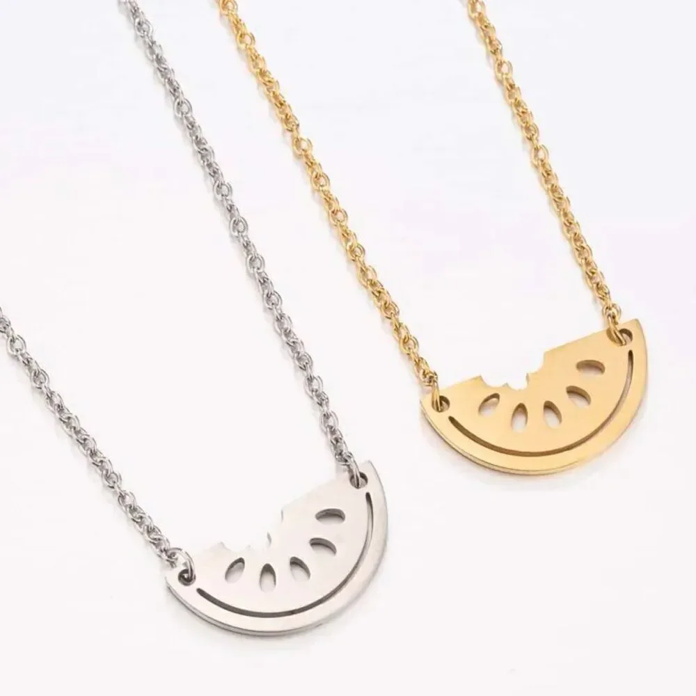 Watermelon Pendant Necklace in Gold
